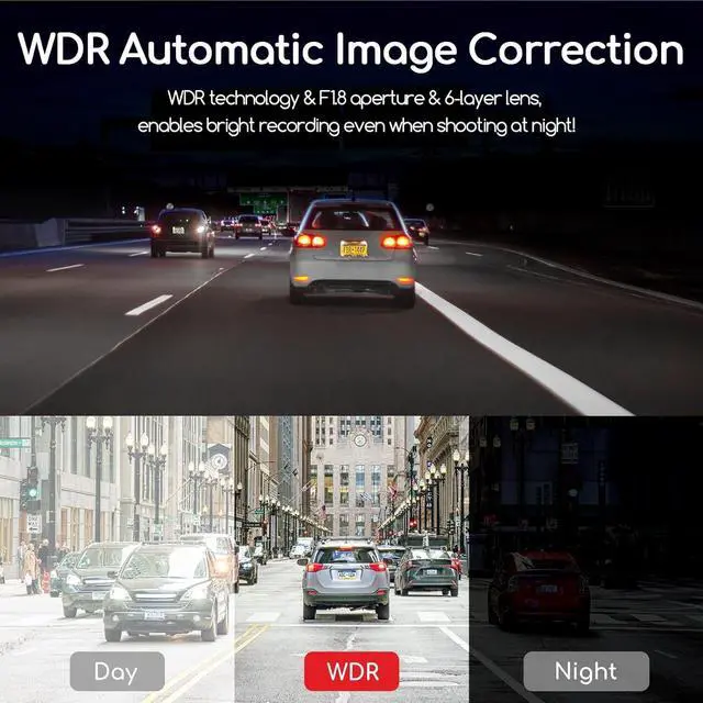 Alt view image 4 of 7 - COOAU Mini Dash Cam Front: 1080P Dash Camera for Cars with 2" IPS Screen - Dashcam Wide Angle WDR | Loop Recording G-Sensor | 24H Parking Mode Night Vision