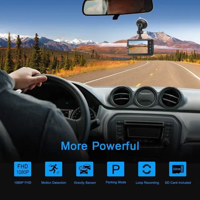 Alt view image 2 of 7 - Dash Cam Front with 32G SD Card, BOOGIIO 1080P FHD Car Driving Recorder 3'' IPS Screen 170°Wide Angle Dashboard Camera Aluminum Alloy Case, WDR G-Sensor Parking Monitor Loop Recording Motion Detection