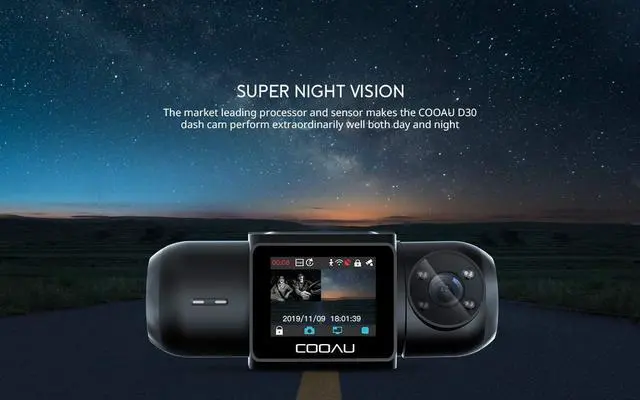 Alt view image 4 of 7 - 1080P FHD Built-in GPS Wi-Fi Dash Cam, Front and Inside Car Camera Recorder with Infrared Night Vision, Supercapacitor, 4 IR LEDs,G-Sensor, Parking Mode, Loop Recording