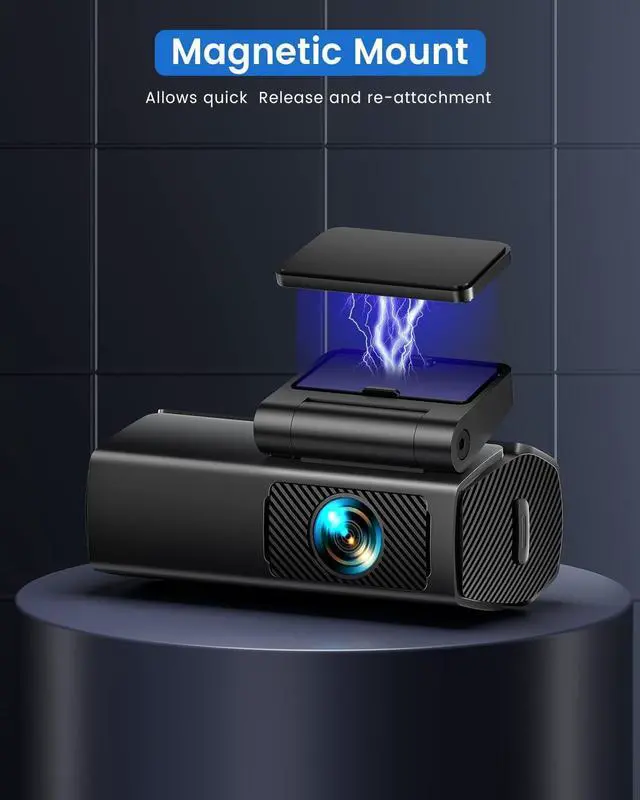 Alt view image 2 of 7 - EUKI 2.5K Dash Cam, WiFi Car Camera, Front Dash Camera with Magnetic Mount, Smart App Control, 24h Parking Mode, Loop Recording, WDR, G-Sensor, Support 256GB Max