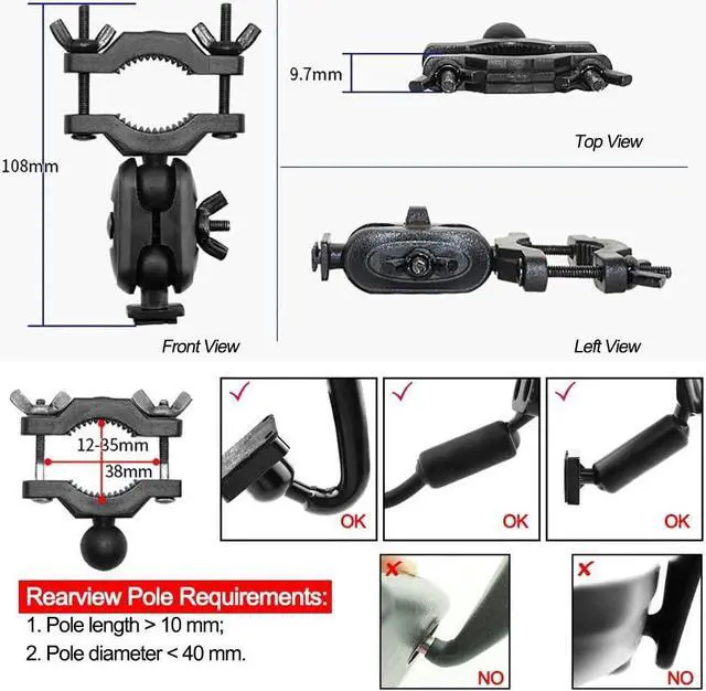 Alt view image 5 of 7 - iMusk Car Dashcam Mount Holder for YI Smart/Compact Dashcam, Durable ABS Plastic Suction Cup Rearview Mirror Mount Bracket