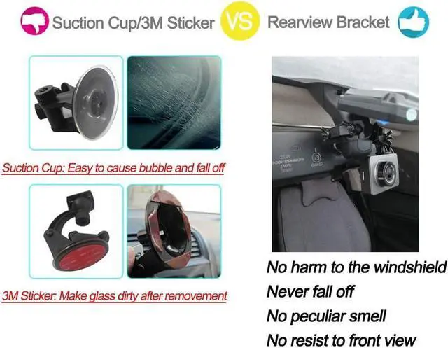 Alt view image 3 of 7 - iMusk Car Dashcam Mount Holder for YI Smart/Compact Dashcam, Durable ABS Plastic Suction Cup Rearview Mirror Mount Bracket