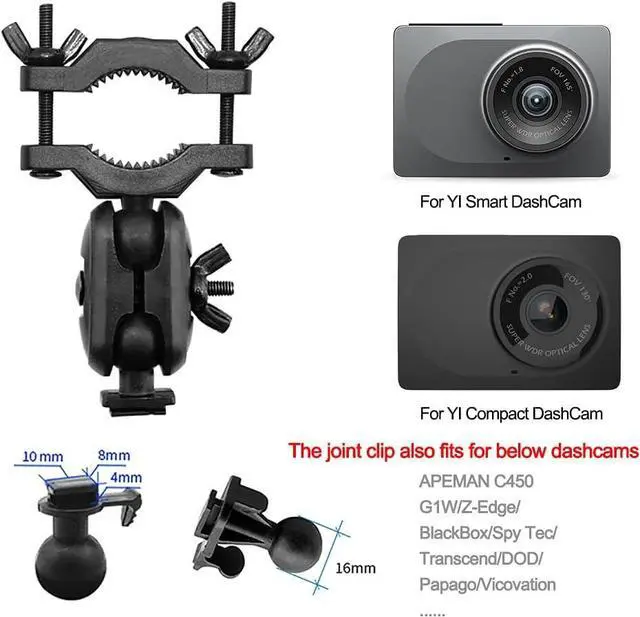 Alt view image 2 of 7 - iMusk Car Dashcam Mount Holder for YI Smart/Compact Dashcam, Durable ABS Plastic Suction Cup Rearview Mirror Mount Bracket
