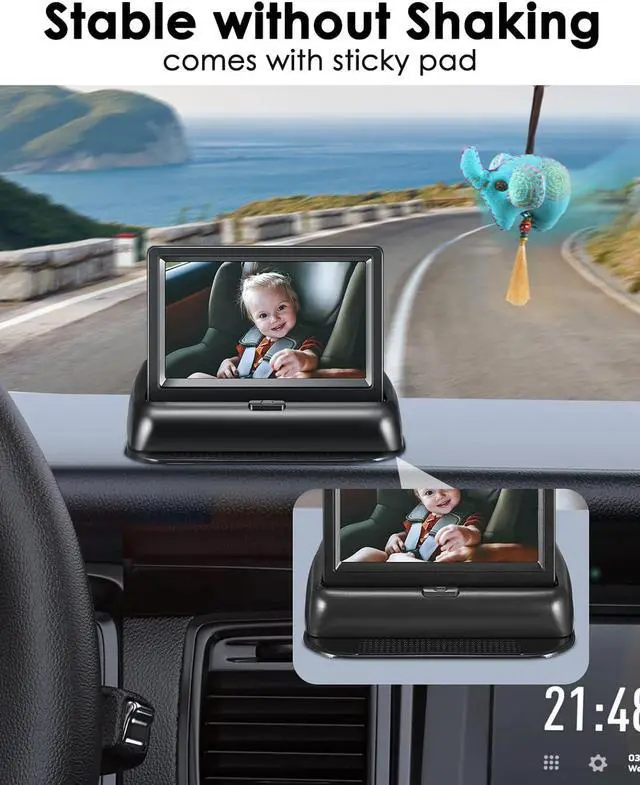 Alt view image 5 of 7 - Zacro Baby Car Mirror Camera HD 1080P - 150°Viewing Angle Baby Car Seat Mirror with 4.3 Display - Baby Car Monitors with Night Vision, Suction Cup Mount - Baby Car Mirror Rear View