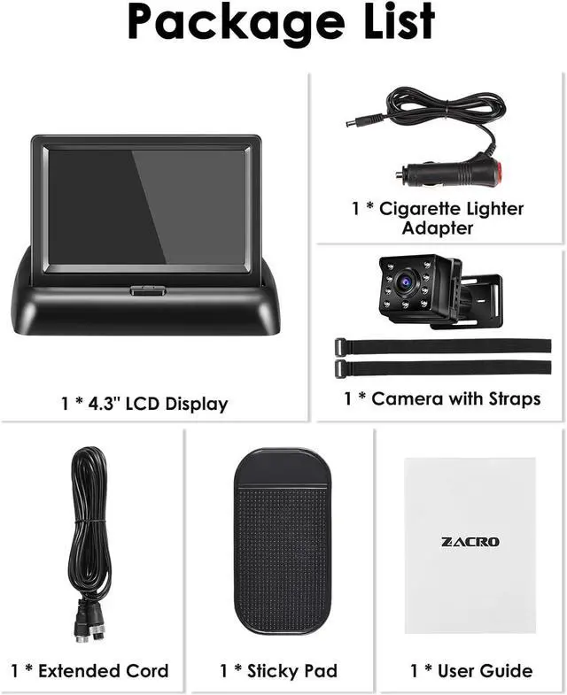 Alt view image 7 of 7 - Zacro Baby Car Mirror Camera HD 1080P - 150°Viewing Angle Baby Car Seat Mirror with 4.3 Display - Baby Car Monitors with Night Vision, Suction Cup Mount - Baby Car Mirror Rear View