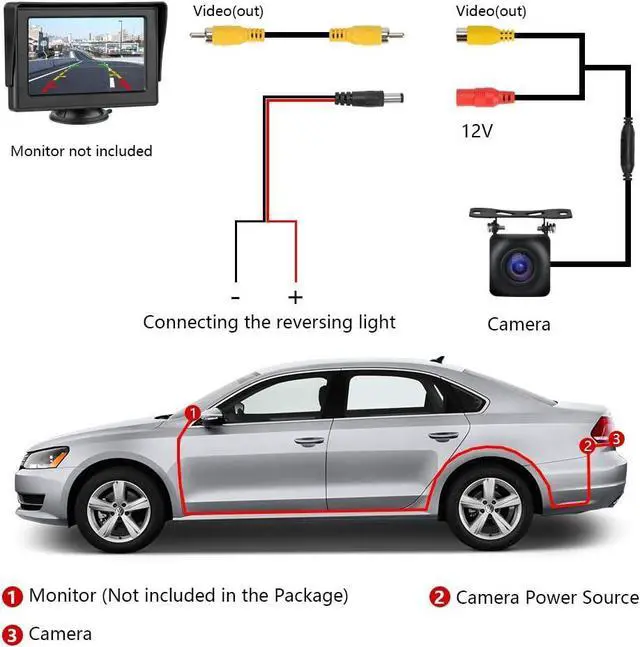 Alt view image 5 of 7 - Reversing Backup Camera Universal Car Rear View Camera Waterproof High Definition Color Wide Viewing Angle Removable Guildlines,Mirror Non-Mirror Image,12V only