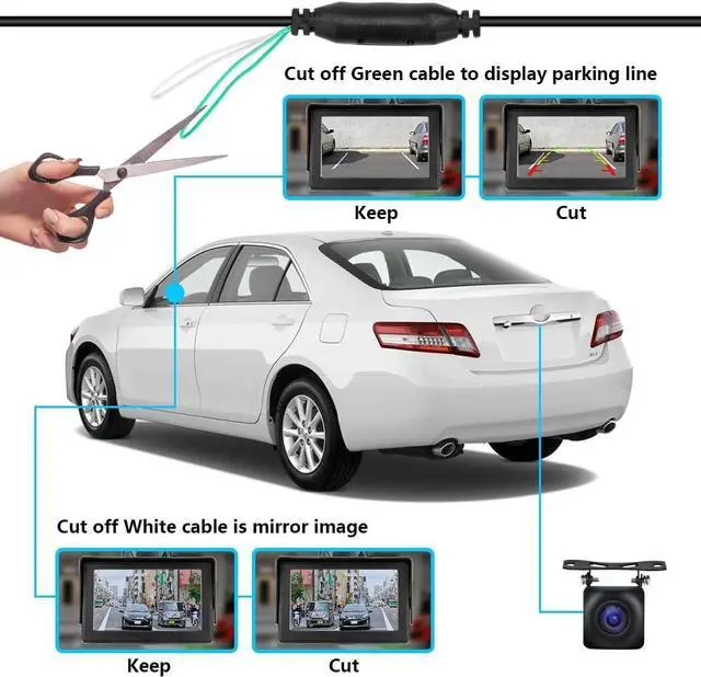 Alt view image 4 of 7 - Reversing Backup Camera Universal Car Rear View Camera Waterproof High Definition Color Wide Viewing Angle Removable Guildlines,Mirror Non-Mirror Image,12V only