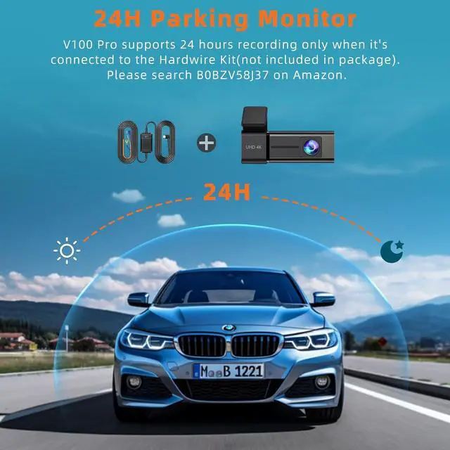 Alt view image 2 of 7 - Dash Cam 4K WiFi Front Dash Camera for Cars, E-YEEGER Car Camera Mini Dashcams with App, Dashboard Camera with 24H Parking Mode, Night Vision, Loop Recording, Free 32G Card, Support 256GB Max