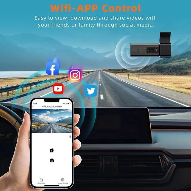 Alt view image 3 of 7 - Dash Cam 4K WiFi Front Dash Camera for Cars, E-YEEGER Car Camera Mini Dashcams with App, Dashboard Camera with 24H Parking Mode, Night Vision, Loop Recording, Free 32G Card, Support 256GB Max
