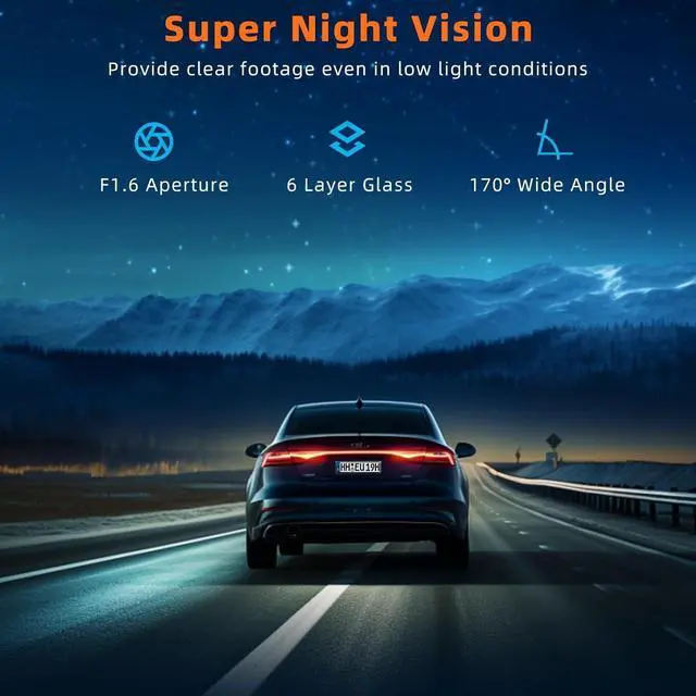 Alt view image 4 of 7 - Dash Cam 4K WiFi Front Dash Camera for Cars, E-YEEGER Car Camera Mini Dashcams with App, Dashboard Camera with 24H Parking Mode, Night Vision, Loop Recording, Free 32G Card, Support 256GB Max