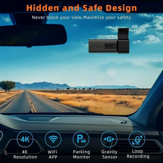 Alt view image 6 of 7 - Dash Cam 4K WiFi Front Dash Camera for Cars, E-YEEGER Car Camera Mini Dashcams with App, Dashboard Camera with 24H Parking Mode, Night Vision, Loop Recording, Free 32G Card, Support 256GB Max