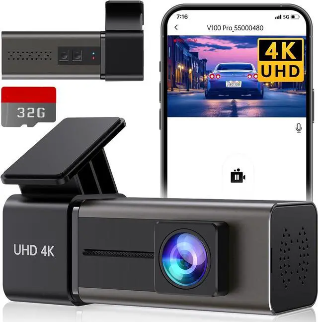 Main image of Dash Cam 4K WiFi Front Dash Camera for Cars, E-YEEGER Car Camera Mini Dashcams with App, Dashboard Camera with 24H Parking Mode, Night Vision, Loop Recording, Free 32G Card, Support 256GB Max