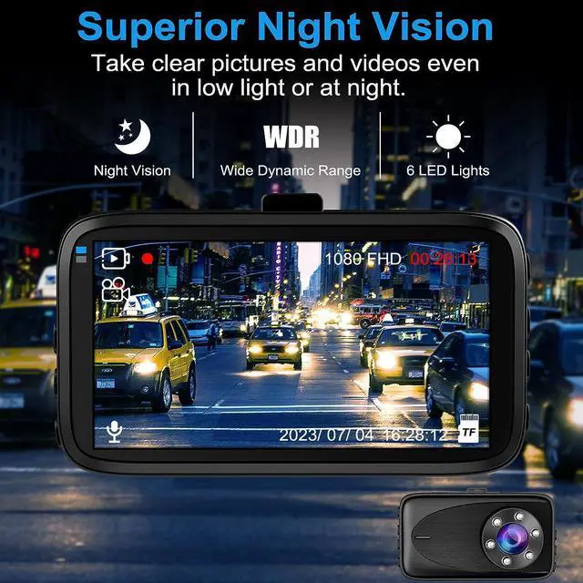 Alt view image 6 of 6 - Dash Cam Front, Lnkful Dash Camera for Cars with 64GB SD Card, 1080P FHD Car Dashboard Camera Recorder with 3'' IPS Screen, 170° Wide Angle, Loop Recoding, Night Vision, G-Sensor, Parking Monitor