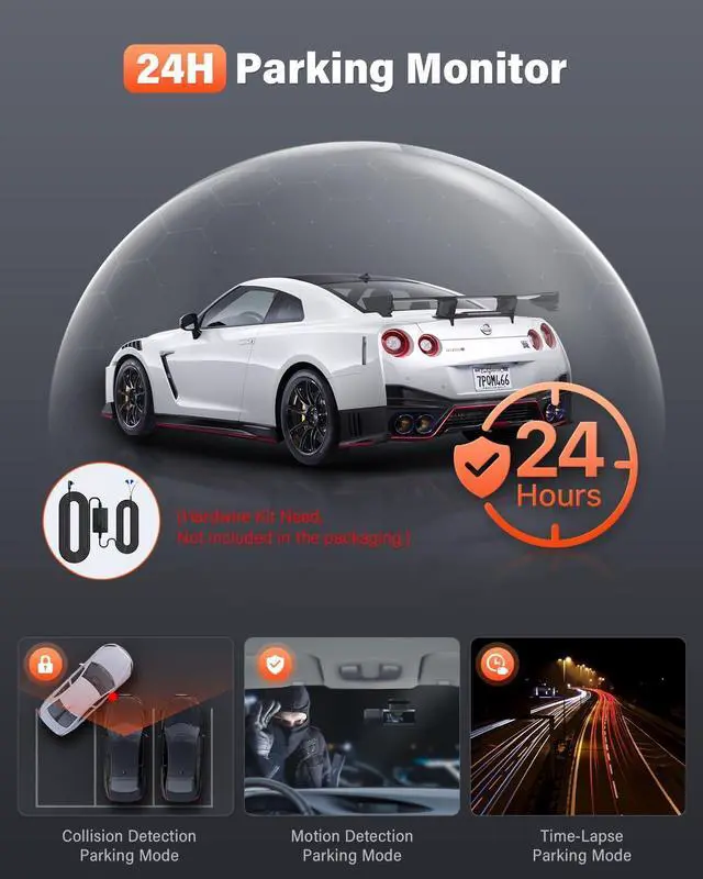 Alt view image 4 of 7 - Bestsee Dash Cam Front and Rear Camera with Built-in WiFi GPS, 4K/2.5K Full HD Dashcams for Cars Come with 64G SD Card, APP, 24h Parking Mode, G-Sensor, Loop Recording, Night Vision, WDR (M33)