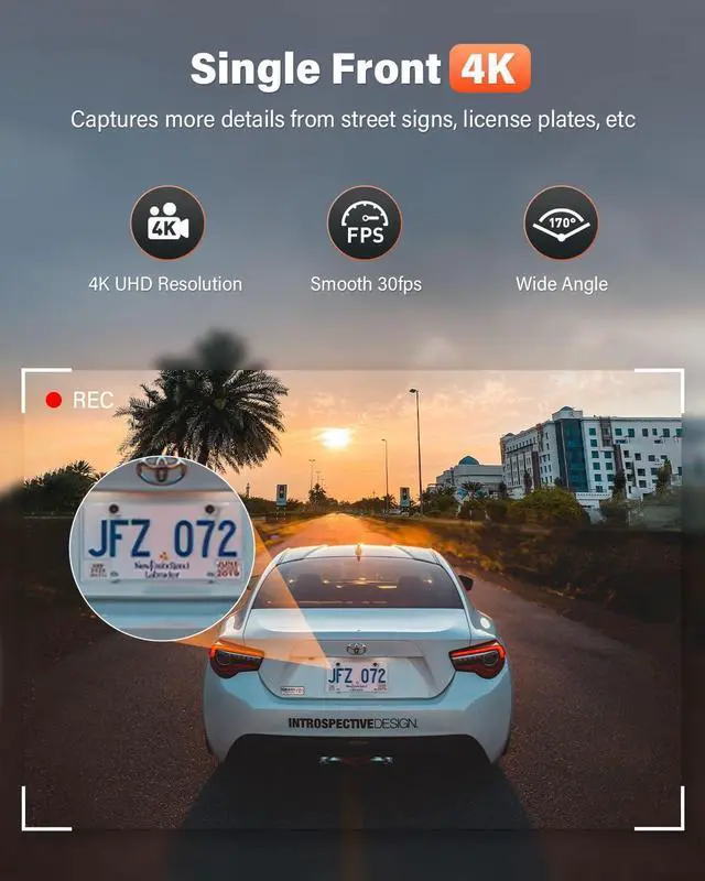 Alt view image 5 of 7 - Bestsee Dash Cam Front and Rear Camera with Built-in WiFi GPS, 4K/2.5K Full HD Dashcams for Cars Come with 64G SD Card, APP, 24h Parking Mode, G-Sensor, Loop Recording, Night Vision, WDR (M33)