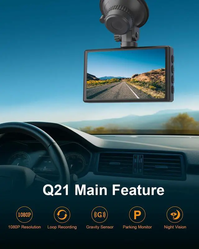 Alt view image 4 of 7 - Dash Cam Front 1080P with Free 64G SD Card Dash Camera for Cars,3" IPS Screen,176° Wide Angle,WDR,Night Vision,Parking Monitor,G-Sensor
