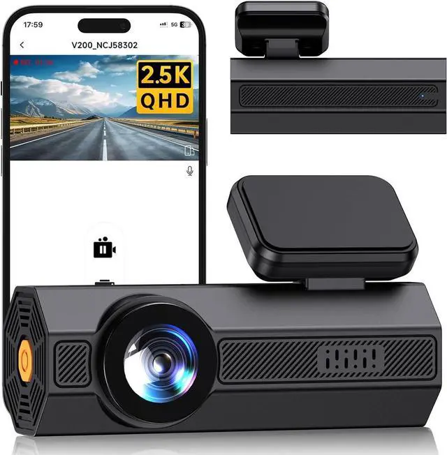 Main image of VEEMENT Dash Cam Front 2.5K, Mini Dash Cam for Cars, 1440P Car Camera with APP, WiFi Dash Cam with WDR Night Vision, 24 Hours Parking Monitor Dashcams, 160°Wide, G-Sensor