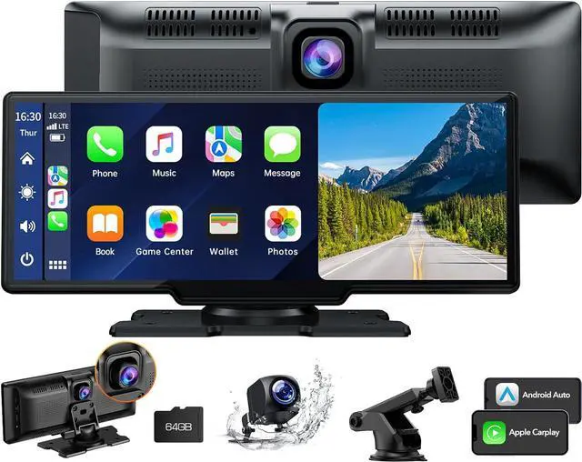 Main image of Volam 9.26" Portable Wireless Car Stereo with Apple Carplay & 2.5K Dash Cam,1080P Backup Camera, Touchscreen Car GPS Navigation for Android Auto, Car Audio Receivers with Bluetooth,Mirror Link