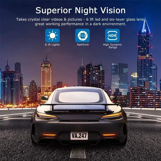 Alt view image 7 of 7 - ORSKEY Dash Cam 1080P Full HD Car DVR Dashboard Camera Video Recorder in Car Camera Dashcam for Cars 170 Wide Angle WDR with 3.0" LCD Display Night Vision G-Sensor