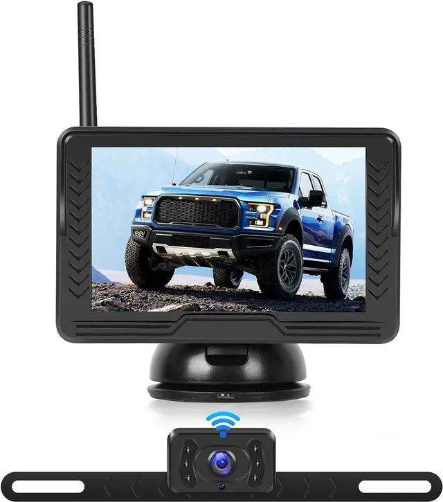 Main image of Rimoody Wireless Backup Camera for Car with 5 Inch IPS Monitor - Plug and Play for Trucks, RVs, SUVs - AHD License Plate Rear View Camera - IP69 Waterproof Night Vision - Wireless Signal - Wide Angle