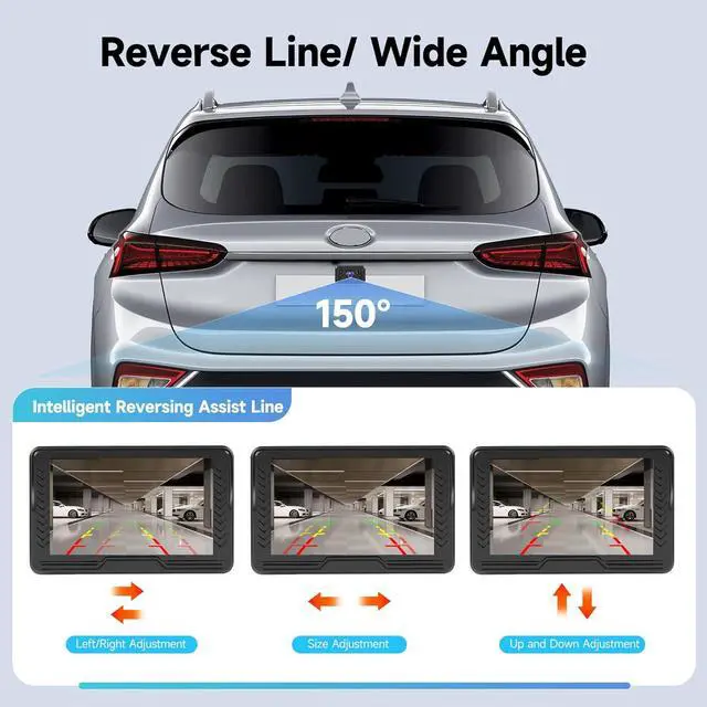 Alt view image 6 of 7 - Rimoody Wireless Backup Camera for Car with 5 Inch IPS Monitor - Plug and Play for Trucks, RVs, SUVs - AHD License Plate Rear View Camera - IP69 Waterproof Night Vision - Wireless Signal - Wide Angle