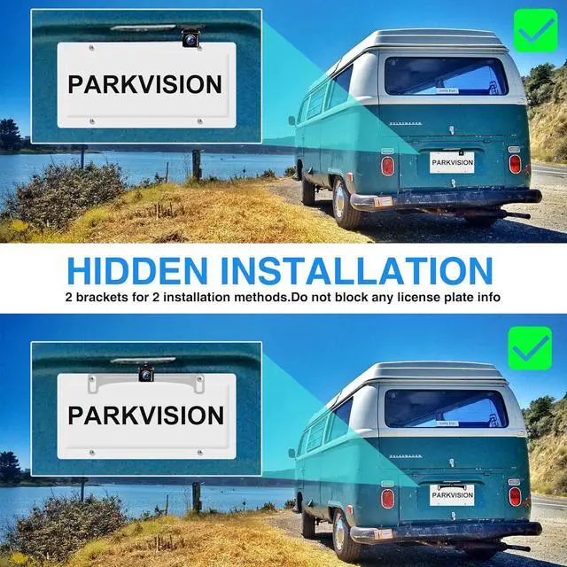 Alt view image 4 of 7 - PARKVISION Backup Camera License Plate,HD Picture Quality,CVBS 960H/AHD 720P Rearview Camera System of 160-Degree Wide Angle Hitch Reverse Camera for Cars Pickup Trucks SUV RV Van