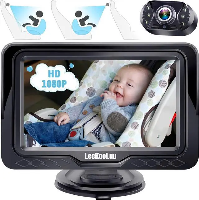 Main image of LeeKooLuu Baby Car Camera Display 3 Mins Easy Install - Plug and Play HD 1080P Clear Picture Crystal Night Vision Rear Facing Car Baby Monitor with Camera Wide View Backseat Camera Two Kids LK12
