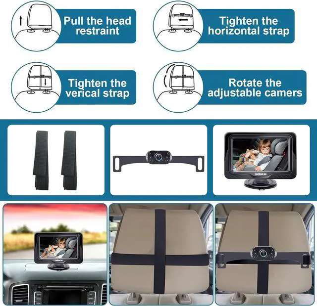 Alt view image 5 of 7 - LeeKooLuu Baby Car Camera Display 3 Mins Easy Install - Plug and Play HD 1080P Clear Picture Crystal Night Vision Rear Facing Car Baby Monitor with Camera Wide View Backseat Camera Two Kids LK12