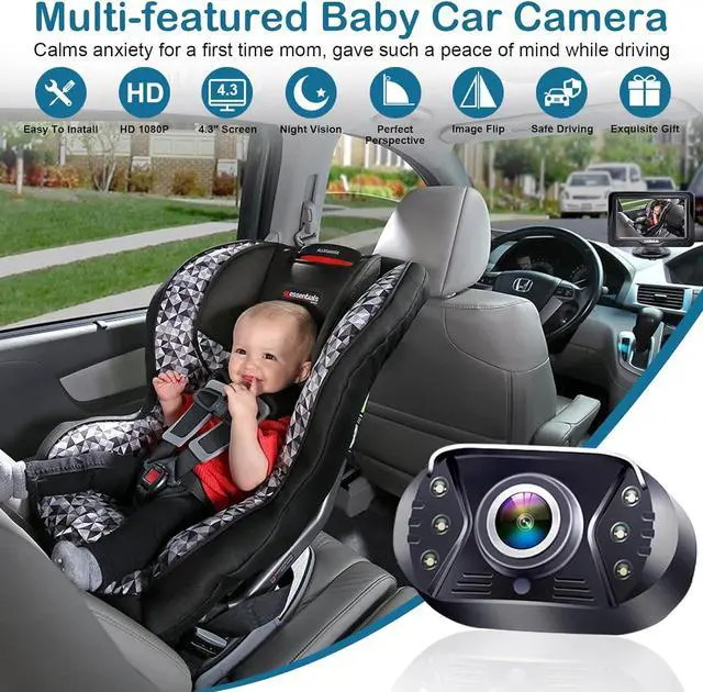 Alt view image 6 of 7 - LeeKooLuu Baby Car Camera Display 3 Mins Easy Install - Plug and Play HD 1080P Clear Picture Crystal Night Vision Rear Facing Car Baby Monitor with Camera Wide View Backseat Camera Two Kids LK12