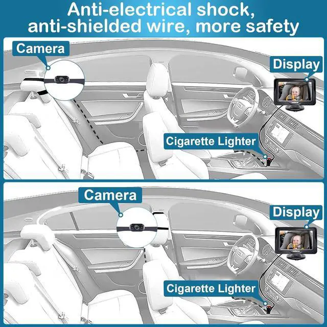 Alt view image 7 of 7 - LeeKooLuu Baby Car Camera Display 3 Mins Easy Install - Plug and Play HD 1080P Clear Picture Crystal Night Vision Rear Facing Car Baby Monitor with Camera Wide View Backseat Camera Two Kids LK12
