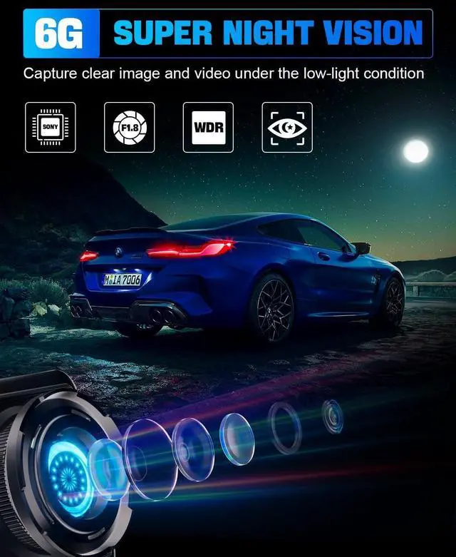 Alt view image 7 of 7 - ABASK Dash Cam Front Rear Camera with 32G SD Card 1080P FHD Dual Car Camera 4'' IPS dashcams for car with Night Vision 170° Wide Angle WDR G-Sensor Parking Monitor Loop Recording Motion Detector