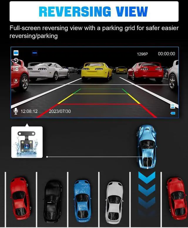 Alt view image 4 of 7 - ABASK Dash Cam Front Rear Camera with 32G SD Card 1080P FHD Dual Car Camera 4'' IPS dashcams for car with Night Vision 170° Wide Angle WDR G-Sensor Parking Monitor Loop Recording Motion Detector