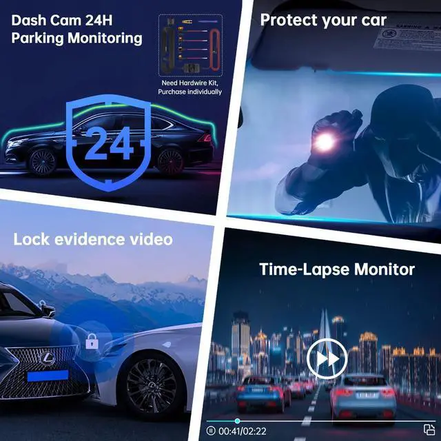 Alt view image 5 of 7 - Dash Cam with 128GB Card WiFi/APP Control Dash Cam Front Dash Cameras, Dashcams for Cars W/Night Vision Car Camera 2.5K Dashboard Camera W/170°Wide Angle, G-Sensor,Parking Monitor, Max Support 256GB