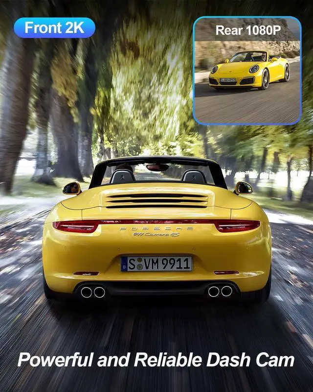 Alt view image 3 of 6 - Dash Cam Front and Rear Camera 2K+1080P Car Camera, 3Inch Screen Dash Camera for Cars, Dashcam with Free 64GB Card, Enhanced Night Vision, 170°Wide Angle, G-Sensor, 24H Parking Mode