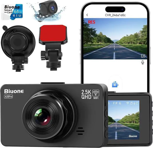 Main image of Dash Cam Front and Rear, Dash Camera for Cars WiFi/APP Control Car Camera Dash Cam with 64G Card 2.5K Front Dash Cam+1080P Rear Dashcams with Super Night Vision, Loop Recording, G-Sensor Car Camera