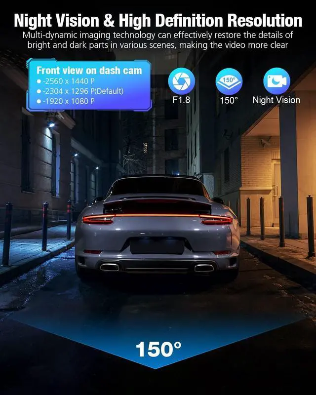 Alt view image 2 of 7 - Sarmert 2K Front Dash cam Built-in WiFi, 150°Car Camera with Night Vision, 32GB Memory Card Included, Car Dashboard Camera Recorder with Parking Mode, G-Sensor, Loop Recording, Voice Guidance