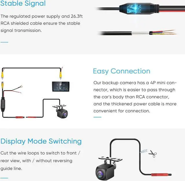 Alt view image 7 of 7 - HD Backup Camera,Metal Housing 170 Degree Wide View Angle License Plate Rear View Camera for Car,Clear Night Vision IP69 Waterproof Rearview Universal Reverse Cam Kit for Vehicle SUV RV Pickup
