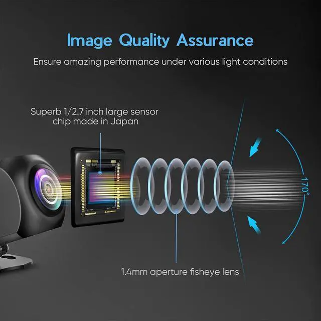 Alt view image 3 of 7 - HD Backup Camera,Metal Housing 170 Degree Wide View Angle License Plate Rear View Camera for Car,Clear Night Vision IP69 Waterproof Rearview Universal Reverse Cam Kit for Vehicle SUV RV Pickup