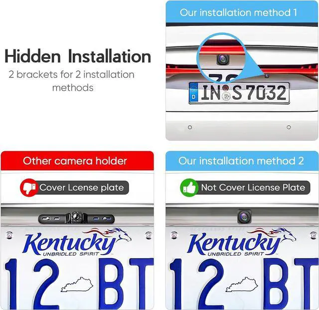 Alt view image 5 of 7 - HD Backup Camera,Metal Housing 170 Degree Wide View Angle License Plate Rear View Camera for Car,Clear Night Vision IP69 Waterproof Rearview Universal Reverse Cam Kit for Vehicle SUV RV Pickup