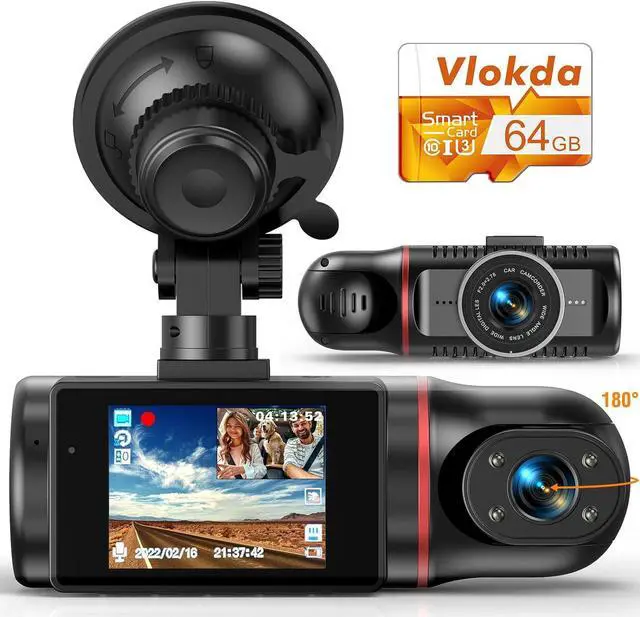 Main image of Dash Cam Front and Inside, Dual Dash Camera for Cars Free 64GB Card Dashcams Front Cabin Camera 1080P Front Dash Cam+1080P Inside Dashcam for Car Dash Camera with IR Night Vision Loop Recording
