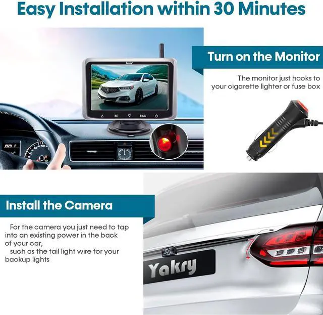 Alt view image 3 of 7 - Yakry Wireless Backup Camera 5 Inch - Easy to Install Touch Key HD 1080P Monitor - No Delay Digital Signal Reverse Cam Night Vision for Car Truck Trailer Hitch Y25