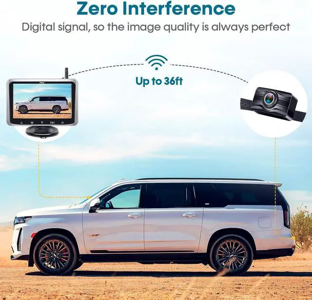 Alt view image 2 of 7 - Yakry Wireless Backup Camera 5 Inch - Easy to Install Touch Key HD 1080P Monitor - No Delay Digital Signal Reverse Cam Night Vision for Car Truck Trailer Hitch Y25