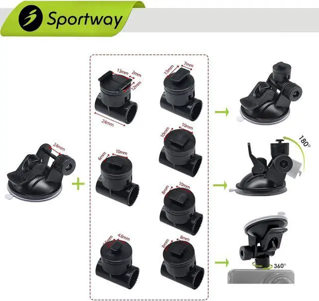 Alt view image 2 of 7 - Sportway S40 Dash Cam Suction Mount with 360 Rotating Joints Compatible for Rove, Rexing, Z-Edge, Old Shark, Yi, TOGUARD, Compark, Kingslim, Crosstour and Most Dash Cameras, DVR, GPS