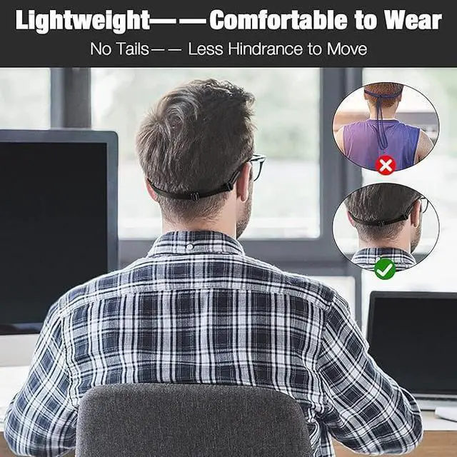 Alt view image 6 of 6 - MoKo Adjustable Glasses Straps - 4 Pcs No Tails Glasses Straps Holder, Adjustable Eyeglasses Strap Lanyards for Men Women Glasses Straps, Anti-slip Sunglasses Strap, Black