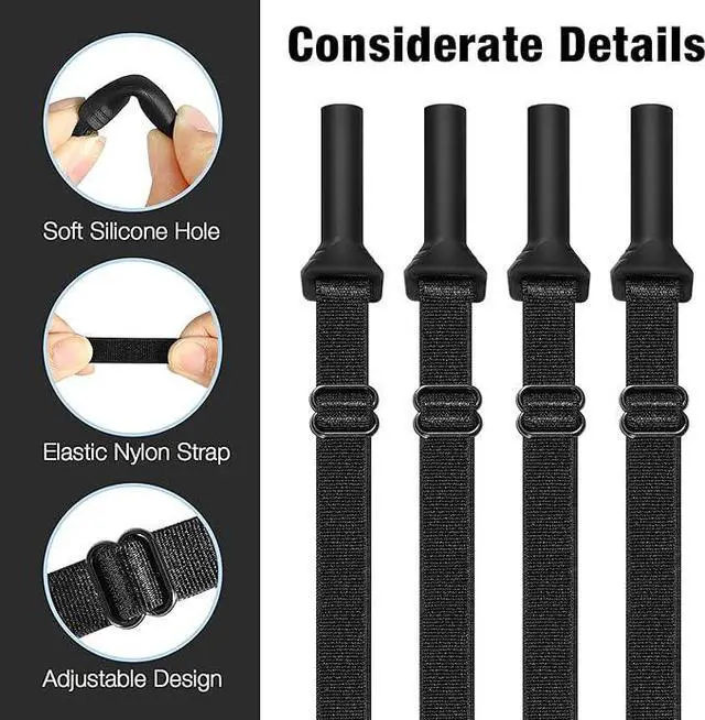 Alt view image 4 of 6 - MoKo Adjustable Glasses Straps - 4 Pcs No Tails Glasses Straps Holder, Adjustable Eyeglasses Strap Lanyards for Men Women Glasses Straps, Anti-slip Sunglasses Strap, Black