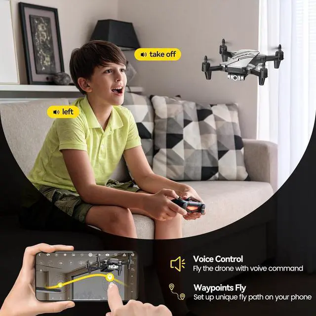 Alt view image 7 of 7 - DEERC D20 Mini Drone Foldable for Kids with 720P HD FPV Camera Remote Control Toys Gifts for Boys Girls with Tap Fly,Auto Hover,Voice/Gesture Control,Speed Adjustment,2 Batteries,3D Flip