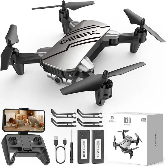 Main image of DEERC D20 Mini Drone Foldable for Kids with 720P HD FPV Camera Remote Control Toys Gifts for Boys Girls with Tap Fly,Auto Hover,Voice/Gesture Control,Speed Adjustment,2 Batteries,3D Flip