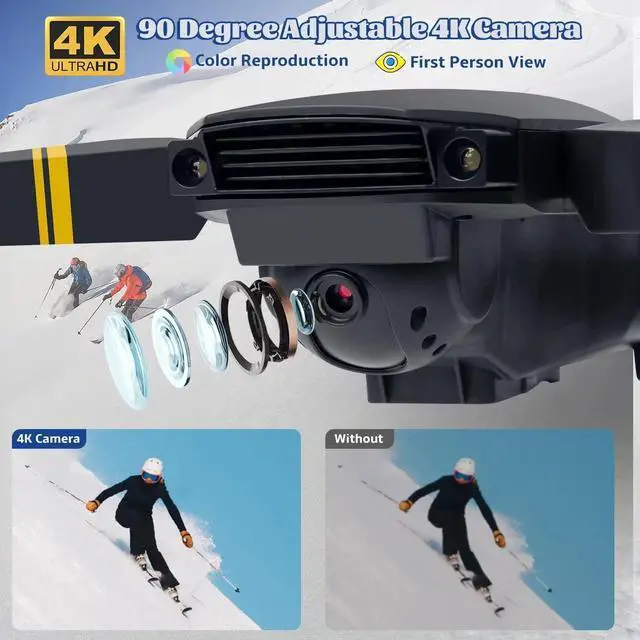 Alt view image 5 of 6 - Banban E58 Drones with Camera Foldable Remote Control Drone Compact Aerial Photography for Outdoor 120° degrees of obstacle avoidance,Comes with Carrying Case and 3 Batteries No Assembly Required