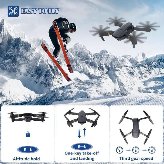 Alt view image 2 of 6 - Banban E58 Drones with Camera Foldable Remote Control Drone Compact Aerial Photography for Outdoor 120° degrees of obstacle avoidance,Comes with Carrying Case and 3 Batteries No Assembly Required