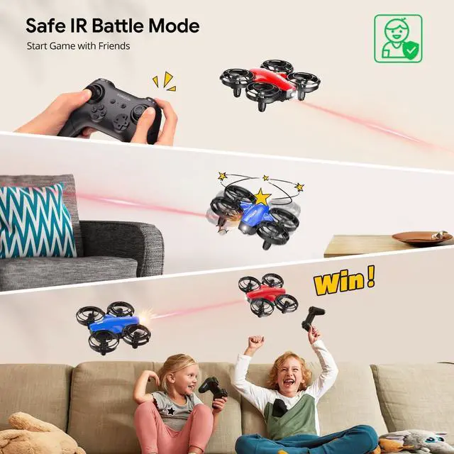 Alt view image 5 of 7 - TOMZON A24 Mini Drone for Kids with Battle Mode, Kids Drone with Throw to Go, High Speeds Rotation, Self Spin and 3D Flip, RC Quadcopter with Altitude Hold, Headless Mode,3 Batteries, Safe Cover, Red